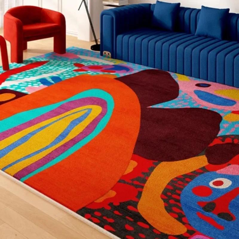 Living Room Carpet Art Irregular Color Abstract Home Bedroom Bedside Mat Easy To Care Cloakroom Coffee Table Rug Tapis 