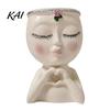 Indoor Outdoor Garden Decor Face Planter Pot, Cute Resin Head Vase for Succulents Flowers, Decorative Flower Pots Unique Bedroom Desk Shelf
