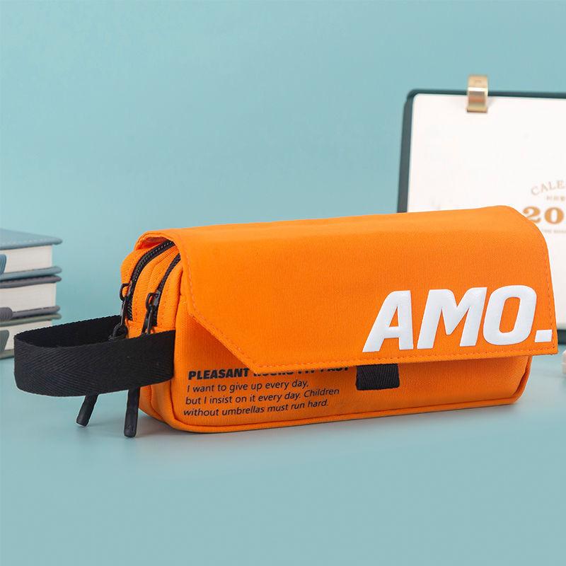 

Pencil bag, simple ins, high-value stationery bag, female high school junior high school students, primary school boys, cool large-capacity pencil default помаранчевий