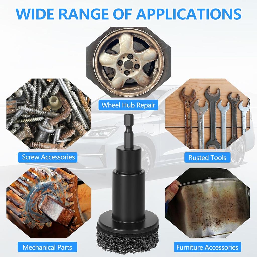 Eascor Radnaben-Reinigungswerkzeug, Radnaben-Aufbereitungs-Kit, Radbolzenreiniger, Schnelle Rostentfernung für Radbolzen und Bremsscheiben, Passend für 1/2-Zoll-Schraubenschlüssel Oder