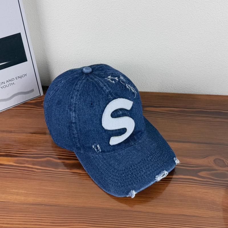 Spring and Autumn New Washed Denim Baseball Cap Children's Fashion Ripped S Letter Versatile Casual Shade Cap Men