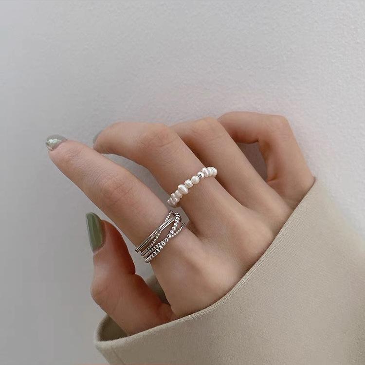 French Vintage Freshwater Pearl Open Ring: Korean Style, Versatile & Chic for Women