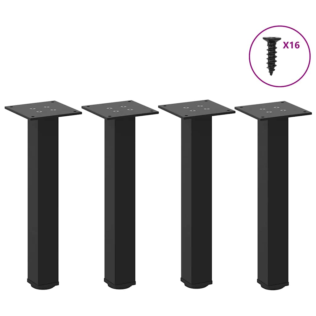 Vidaxl Coffee Table Legs, 4 Pcs, Black, 30-32 Cm, Steel