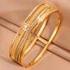 Women's European and American Three-layer Diamond-encrusted Electroplated K Gold Couple's Non-fading Temperament Titanium Steel