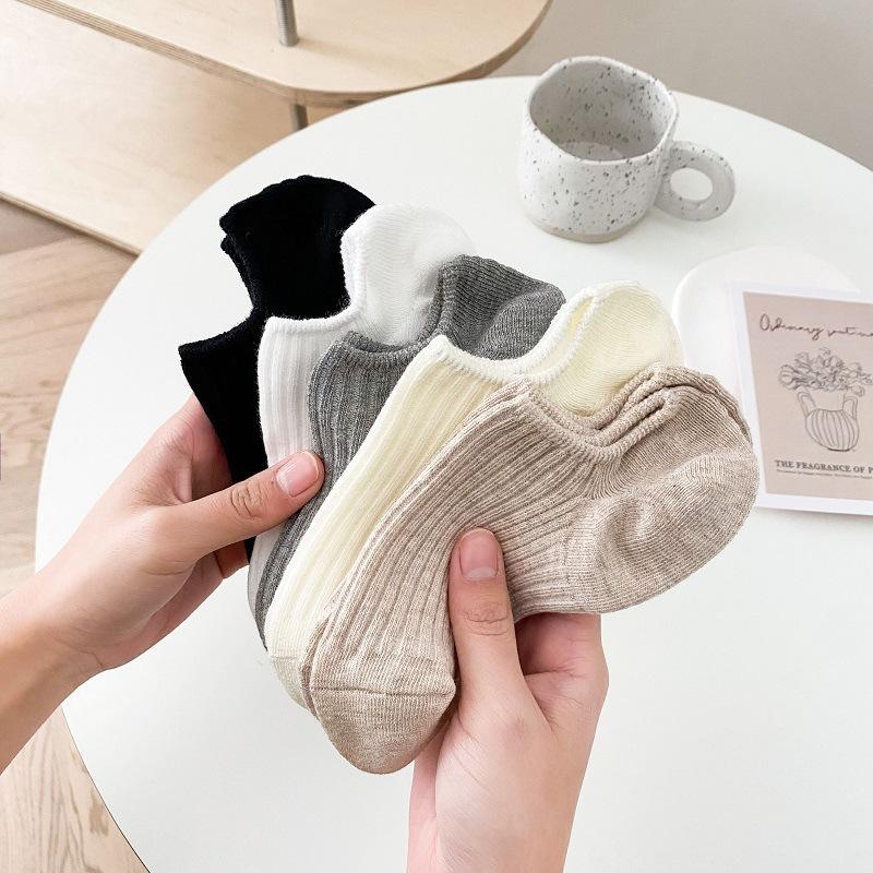 Doppelnadel Bootssocken Flache Socken Bonbonfarbe Vielseitige Baumwollsocken Trendiger College-Stil Basics