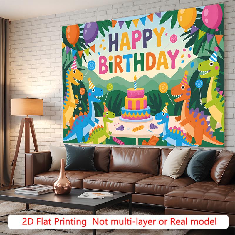 Party Backdrop Dinosaur Jungle Cake Flat Dinosaurs Balloons Studio Hanging Event Photo Background Front Door Decor