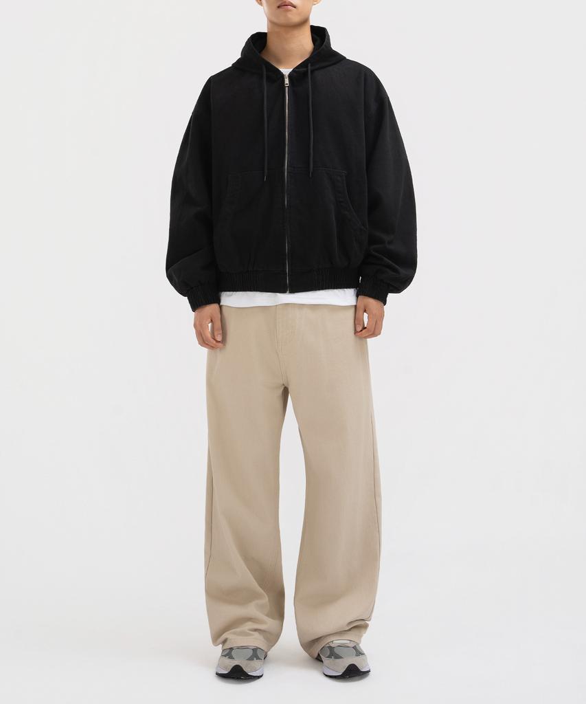 Underoff Crop Hooded Zip-Up Work Jacket Brown