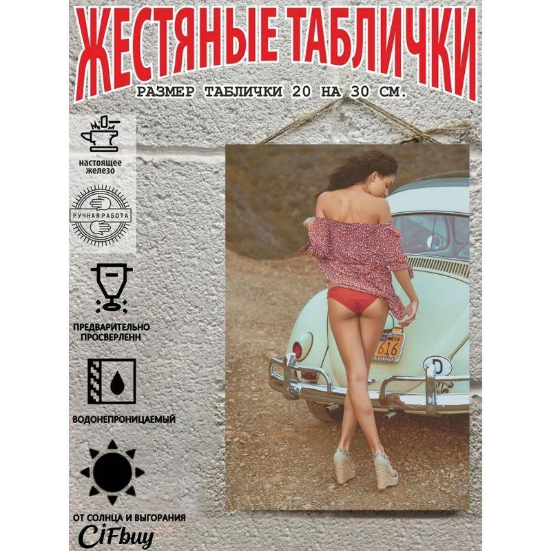 Retro Vintage Metal Sign Pin Up Girl Car Decor Wall Art