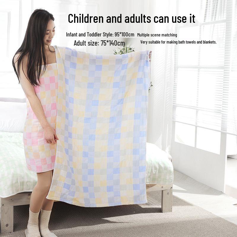 Large All-Cotton Double-Layer Gauze Bath Towel & Swaddling Blanket for Newborns - Absorbent & Breathable