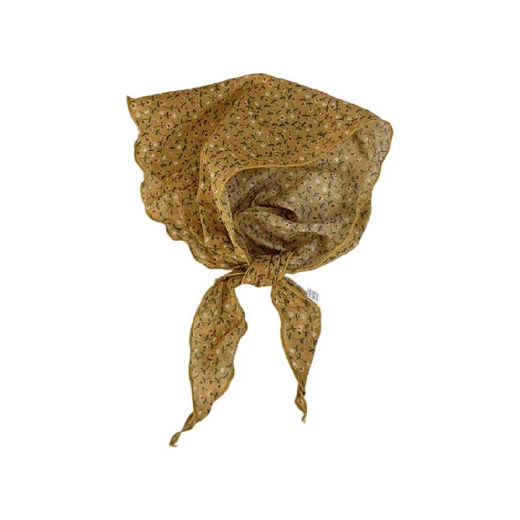 Popular Flower Patterned Head Wrap Breathable Bandana Scarf Thin Neck Cover Women Fashion Accessory Beach Vacation Wear