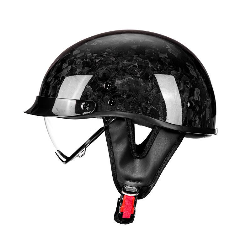 AD Carbon Fiber Retro 3C Certified Motorcycle Half Helmet for Men & Women