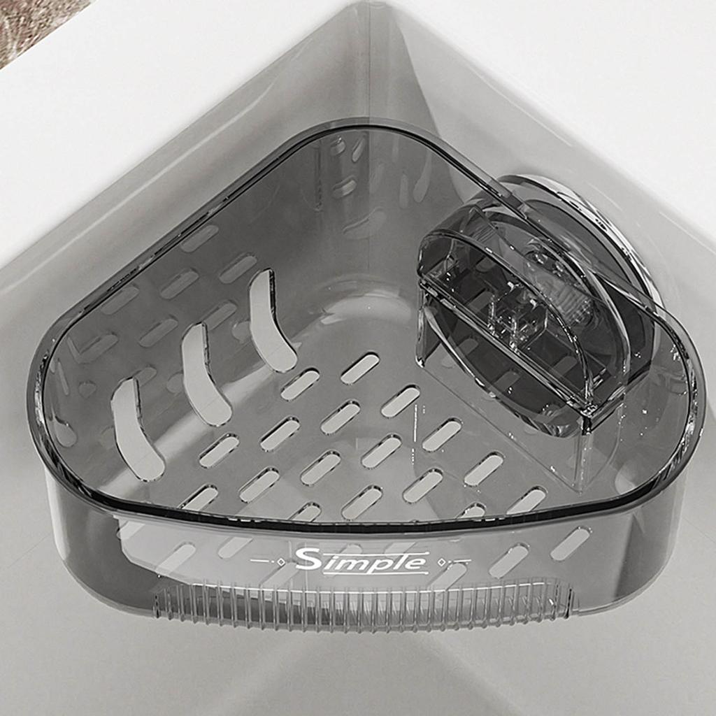 Suction Cup Corner Sponge Holder With Drain Holes Waterproof ABS Plastic Organizer For Kitchen Sink Bathroom Storage