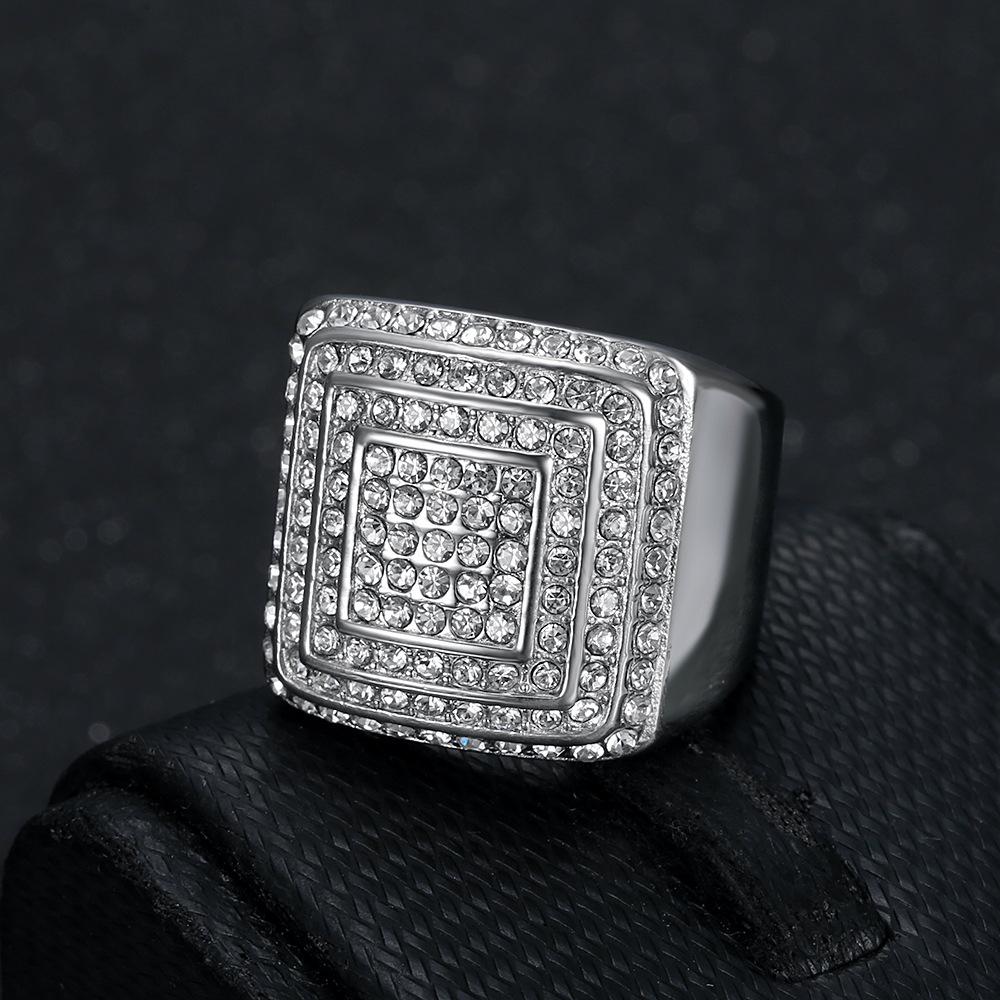 Ring New Hip-hop Ring Gold-plated Four-layer Full Diamond Luxury Men's Ring