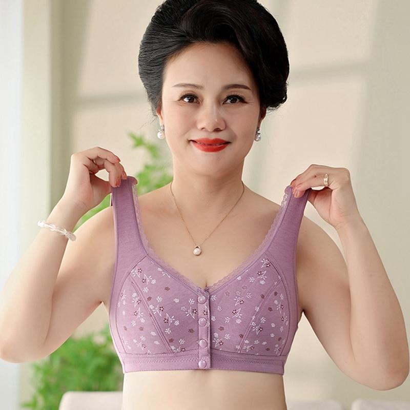 Women Wire-Free Clasp-front Bra Wide Strap Plus-Size Bra