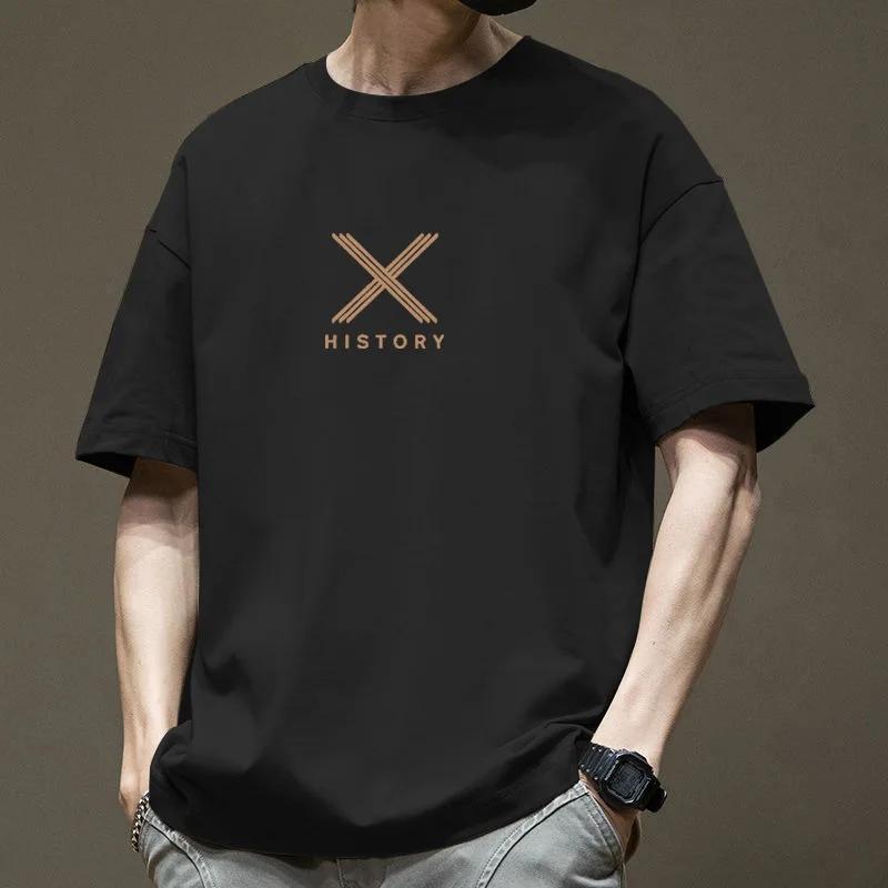 Short sleeve T-shirt men's summer trend 100% cotton with American half sleeve 2025 new top Hong Kong style casual T-shirt T