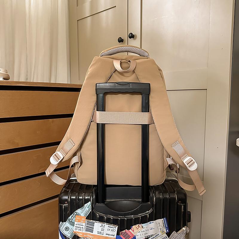 Solid Color Girl's Backpack Junior High School Students School Bag Lightweight Large Capacity Backpack