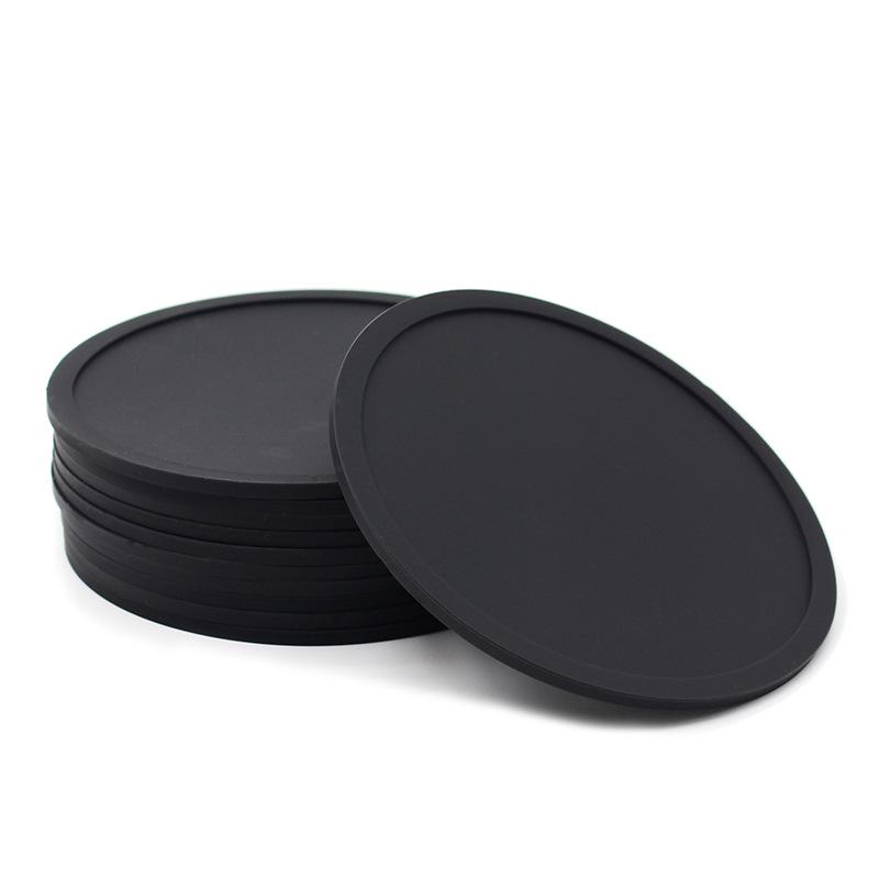 Round Non-slip Silicone Coaster - 10cm Heat-resistant, Drip-proof, Customizable Logo for Water and Coffee Cups.