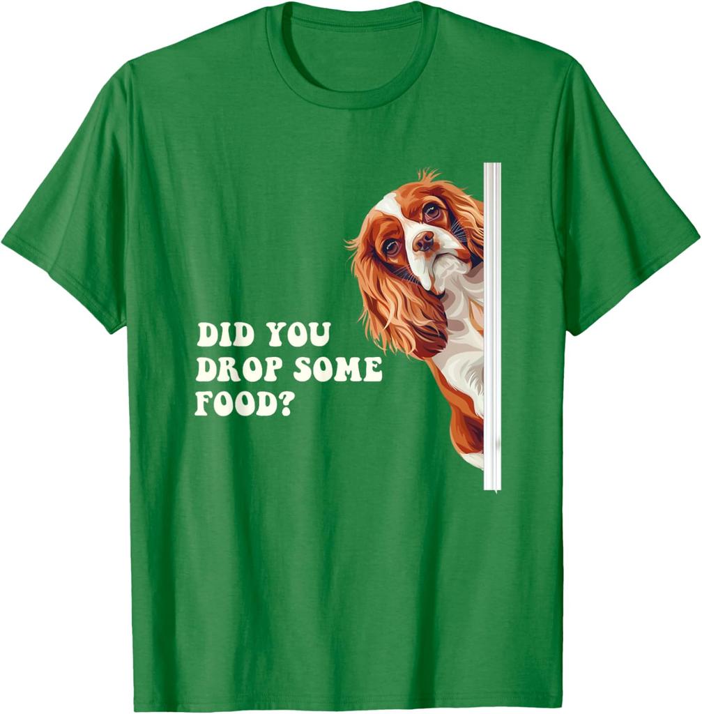 Cavalier King Charles Spaniel Peeking Funny Dog Lover Graphic T-Shirt Casual Cotton Crewneck Tee