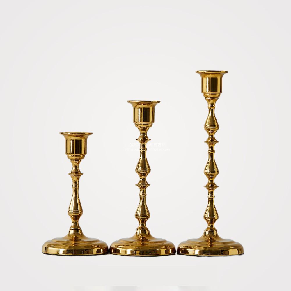 Vintage Messing Kandelaars Set van 3 Vierkante Basis Kaarsenhouders Home Tafelblad Bruiloftsfeest Decor Ornament