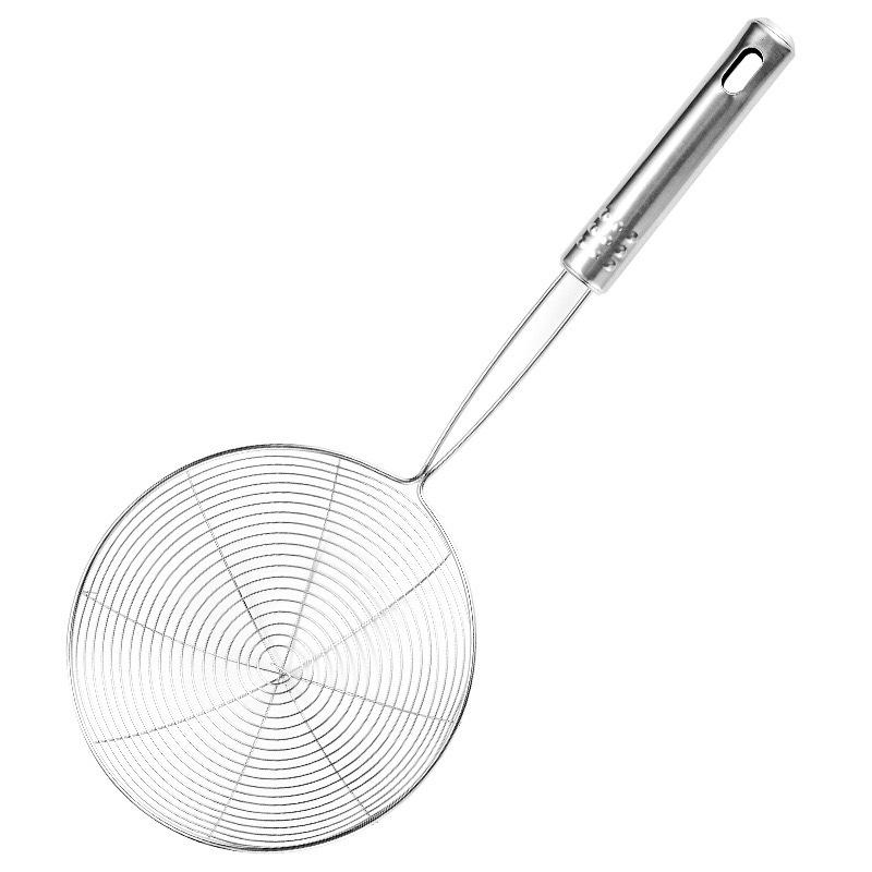 Stainless Steel Non-Magnetic Nine-Bead Handle Wire Skimmer and Ladle for Dumplings, Noodles, and Frying