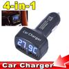 Dual USB Car Charger DC 5V 3.1A Universal with Temperature/Voltage/Current Meter Tester Adapter Digital LED Display Charger 4in1