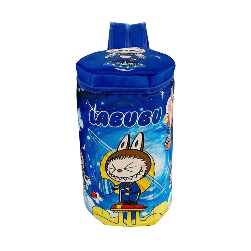 Cartoon Labubu Double Shoulder Bag With Large Capacity And Graffiti Design For Students And Daily Use