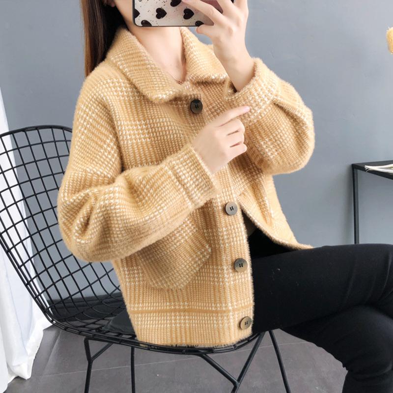 

Осеннее шерстяное полупальто женское весна и осень универсальное повседневное женское верхнее пальто на раннюю осень осенняя одежда новая женская одежда One size хаки