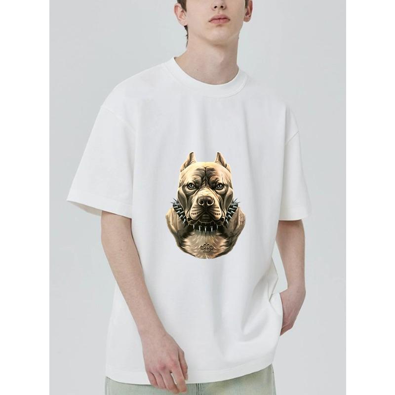 Herren Schwarz T-Shirt Mit Pitbull Hund Grafik Und Logo Druck Lässiger Streetwear Stil Für Den Alltag