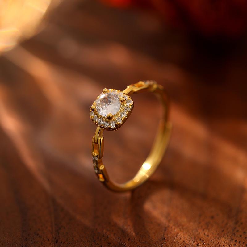 

Кольцо Banyan Tree S925 Silver Cube Diamond Ring – роскошный подарок для женщин Adjustable opening золотой