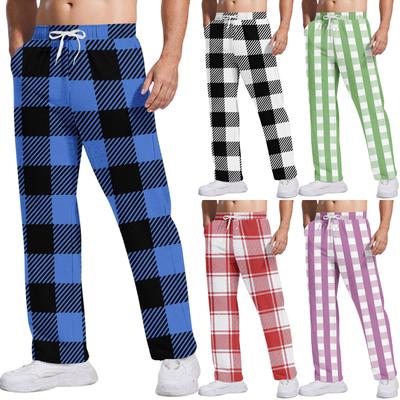 Herren Freizeithose mit Taschen | Gestreift Kariert Bedruckt, Locker Gerades Bein, Elastischer Bund mit Kordelzug Für Tägliche & Freizeitkleidung