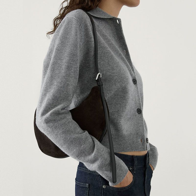 MD Women clothes Autumn and Winter New Old Money Style Short Version Sweater Polo Collar Knitted Cardigan Outerwear 05704620527