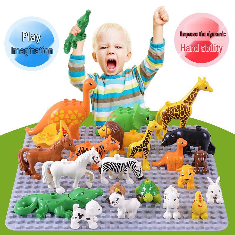Compatible Large Bricks: Animal Accessories & Educational Building Blocks for Children - Ocean & Forest Themes