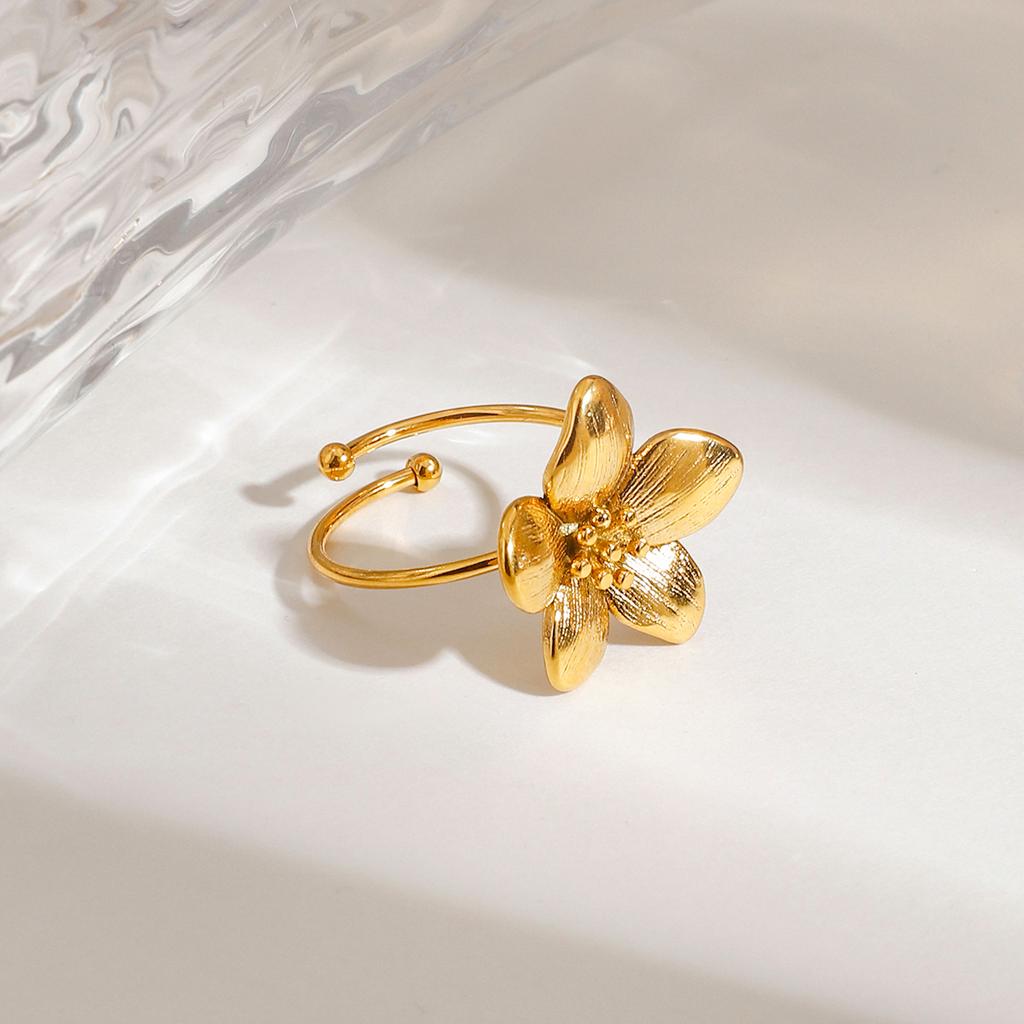 Arrivals Stainless Steel Flower Adjustable Open Ring PVD Plated Arrivals Jewelry Recommend Accessories 2025