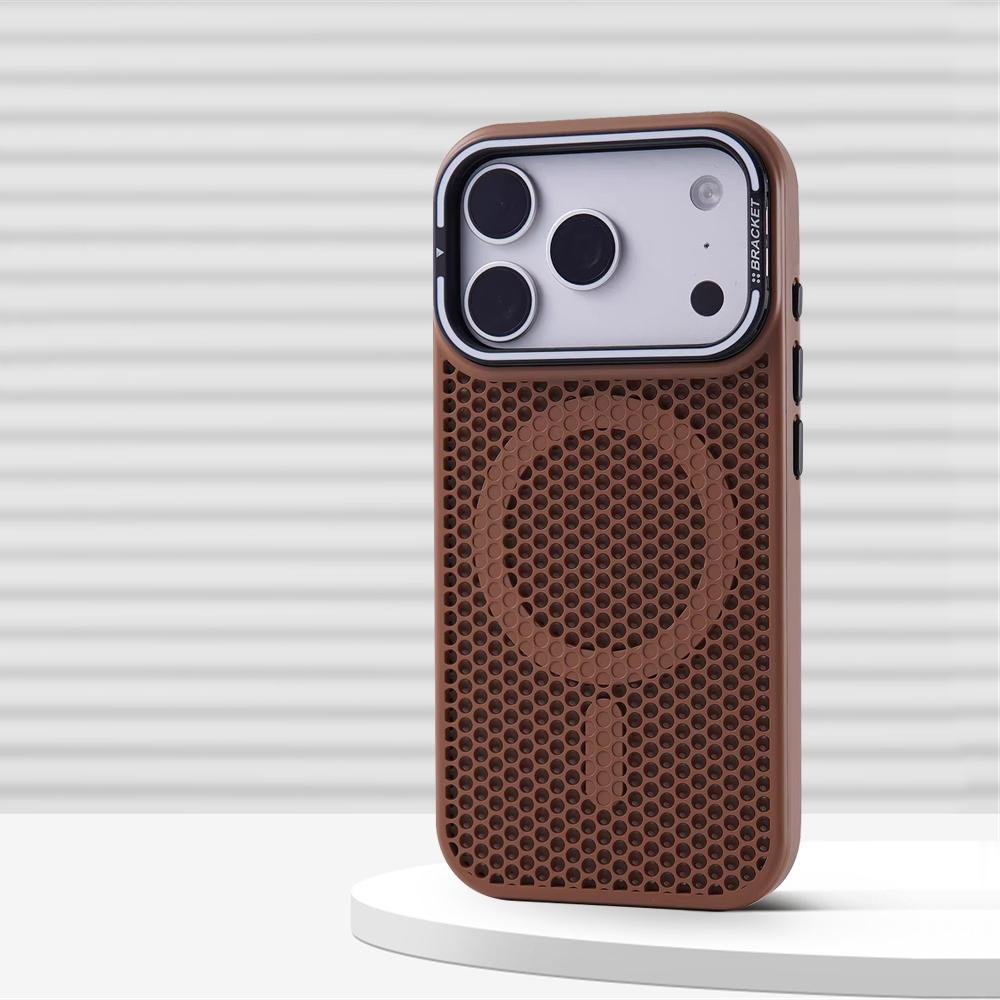Honeycomb Grid Mesh Cooling for Magsafe Case for iPhone 17 Pro Max 16 15 13 14 12 Plus Alloy Lens Bracket Wireless Charge Cover