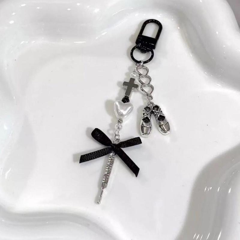 Cute Pink Butterfly Phone Charm Stylish Keychain Pendant Beaded Cellphone Pendant Phone Lanyard for Women and Girls