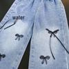 Girls' Autumn 2025 Fashion Bow Straight-Leg Jeans - Korean Style Versatile Baby Girl Pants