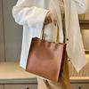 Square Soft PU Tote Bag Solid Color Single Shoulder Bag Storage Bag Women Handbag  Girl