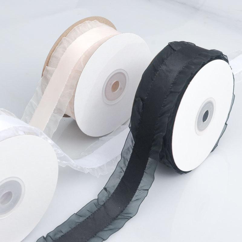 Romantic Solid Color Polyester and Cotton Splicing Soft Skirt Ribbon DIY Bow Hair Braiding Hair Ornaments Wedding Handmade Gift Decorative Ribbon