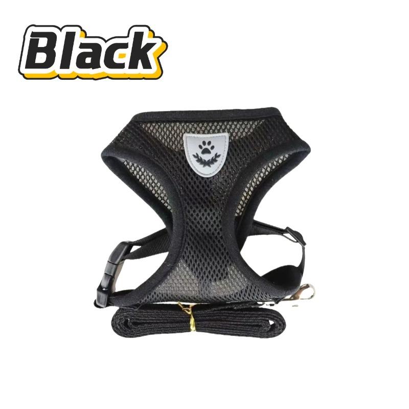 

Кошачья шлейка, поводок для прогулок, поводок для щенков, ошейник из полиэстера, регулируемая сетка, шлейка для собак для маленьких и средних домашних животных, аксессуары S (1.5-2.5kg) чёрный