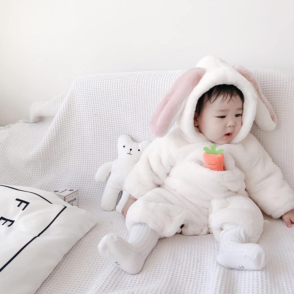 Cold Hooded Fluffy Winter Rabbit Baby Baby Shower Girl 100th Day Present [Famuka] Coveralls, Weather, Rompers, Jumpsuits, Costumes, Costumes, Clothes,
