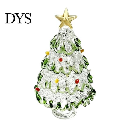 Glass Ornaments for Winter Decor Glazed Christmas Tree Figurine, Pulled Wire Desk Decor, Festive Table Centerpieces Holidays Mini Holiday Tabletop