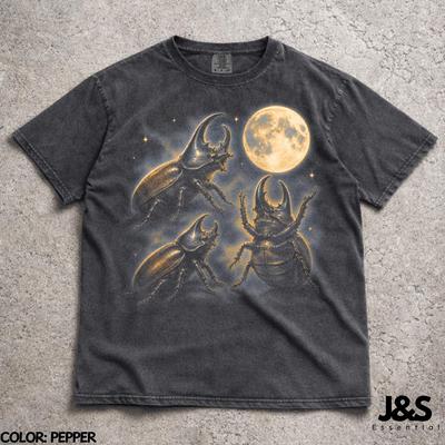 Three Rhinoceros Beetle Moon Shirt, Funny Beetle Graphic Tee, Vintage Rhino Beetle Tshirt, Insect Lover Gift