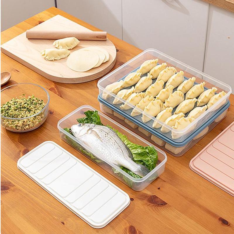 Household Food Egg Crisper Box Refrigerator Dumpling Box Wonton Fresh-Keeping Organizers Quick Freezing Refrigerator Storage