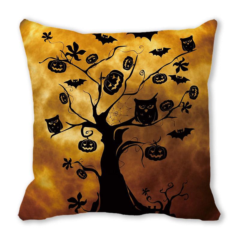 Home Decor Happy Halloween Cushion Cover Pumpkin Print Decorative Pillowcase Demon Cushion Cover 45x45cm Funda De Almohada