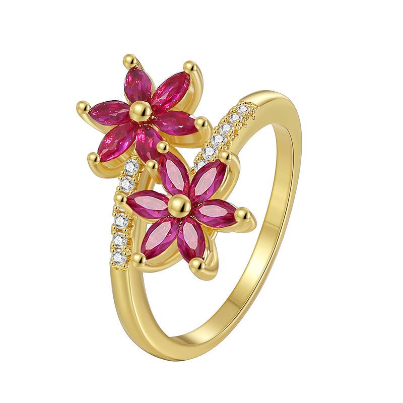[Copper Products] Diamond-Encrusted Zircon Niche Design Opening Simple Ring Ring Woman