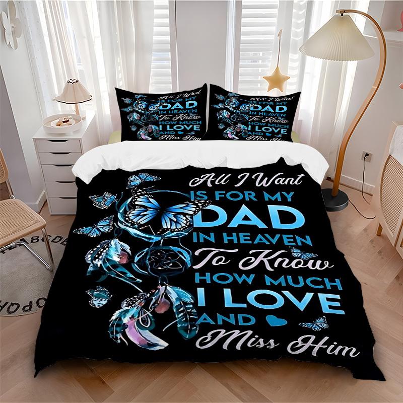 3pcs Dad Memorial Duvet Cover Set - Machine Washable, Includes 1 Cover and 2 Pillowcases, No Core Included yy251013138