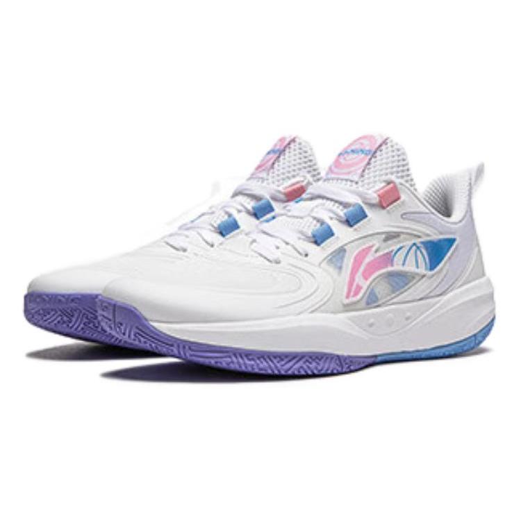 Li Ning Light Powered Pre LIGHT FOAM Cushioning Breathable Support Low Top Basketball Shoes Men's White YKBU046-7