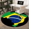 1PC round rug Brazil Artwork Printed Round Area Rug ,Rug For Home Office, Round Chair Rug, Decorative Carpet Fan gifts Christmas gift