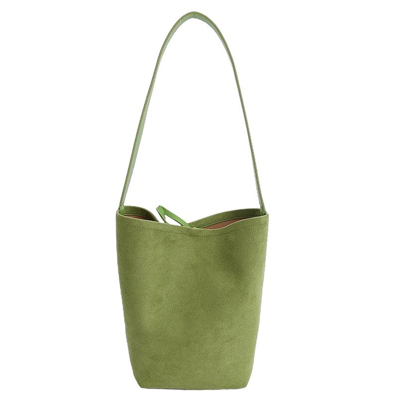 Borse a Spalla Monocolore in Scamosciato Fashi Borse Semplici di Grande Capacità per Donna Borse a Mano Versatili Casual di Alta Qualità