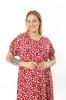 Women's Big Size Dress Large Size Lycra Viscose Red White Drop Pattern Dress